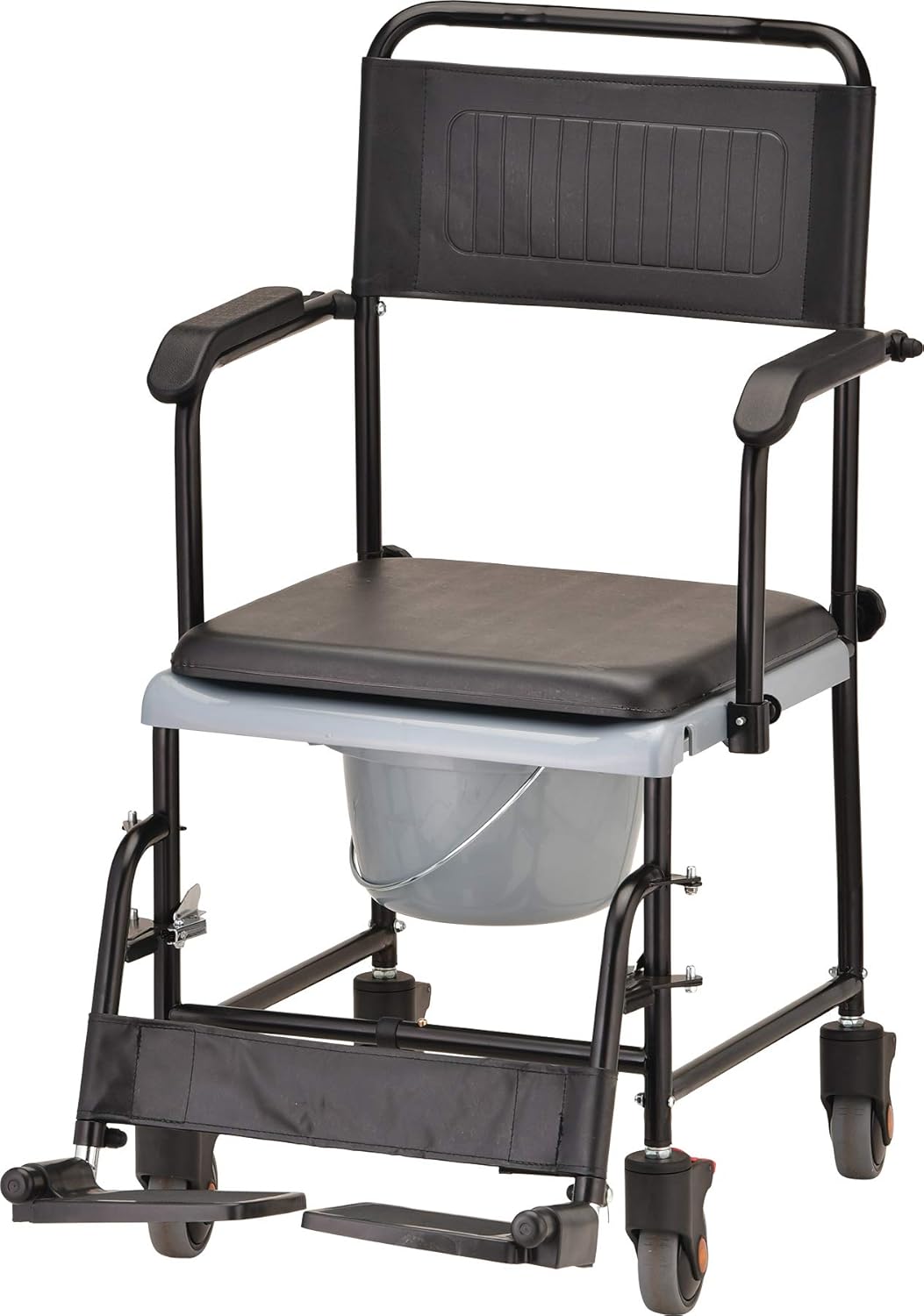 Hammertone Transport Chair Commode with Locking Wheels and Removable Padded Seat B598707