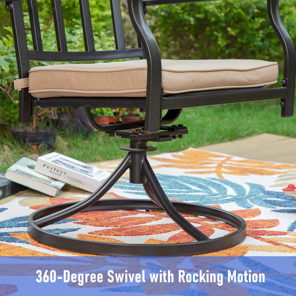 7-Piece Outdoor Dining Set with Swivel Cushioned Chairs & Rectangle Table C46720