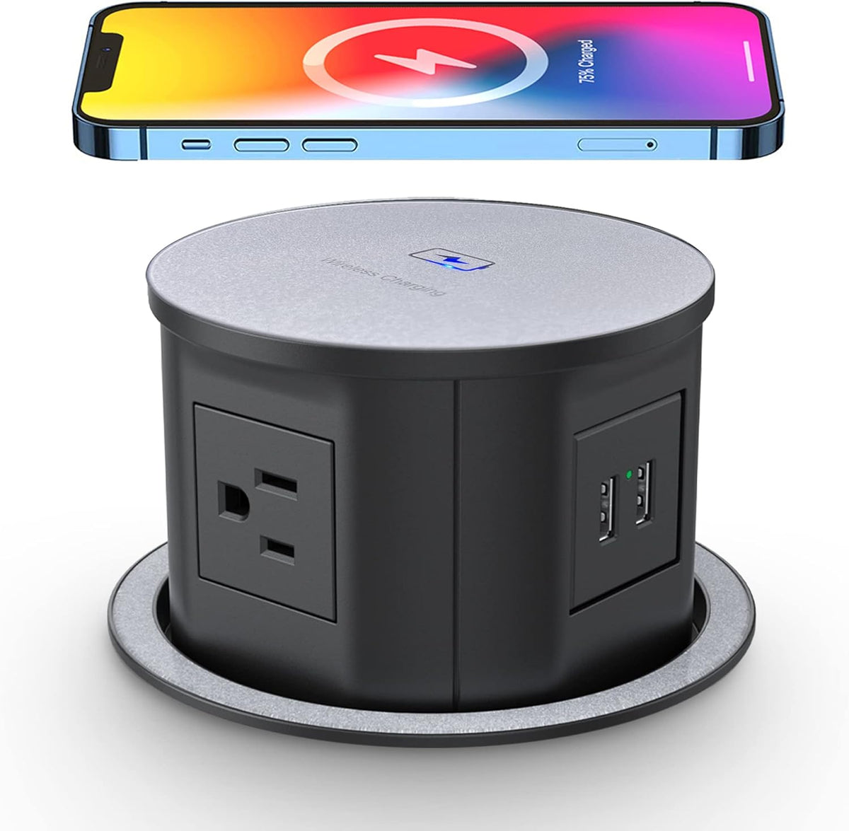 Pop up Power Outlet with 10W Wireless Charger, 4 Outlets, 2 USB T53599