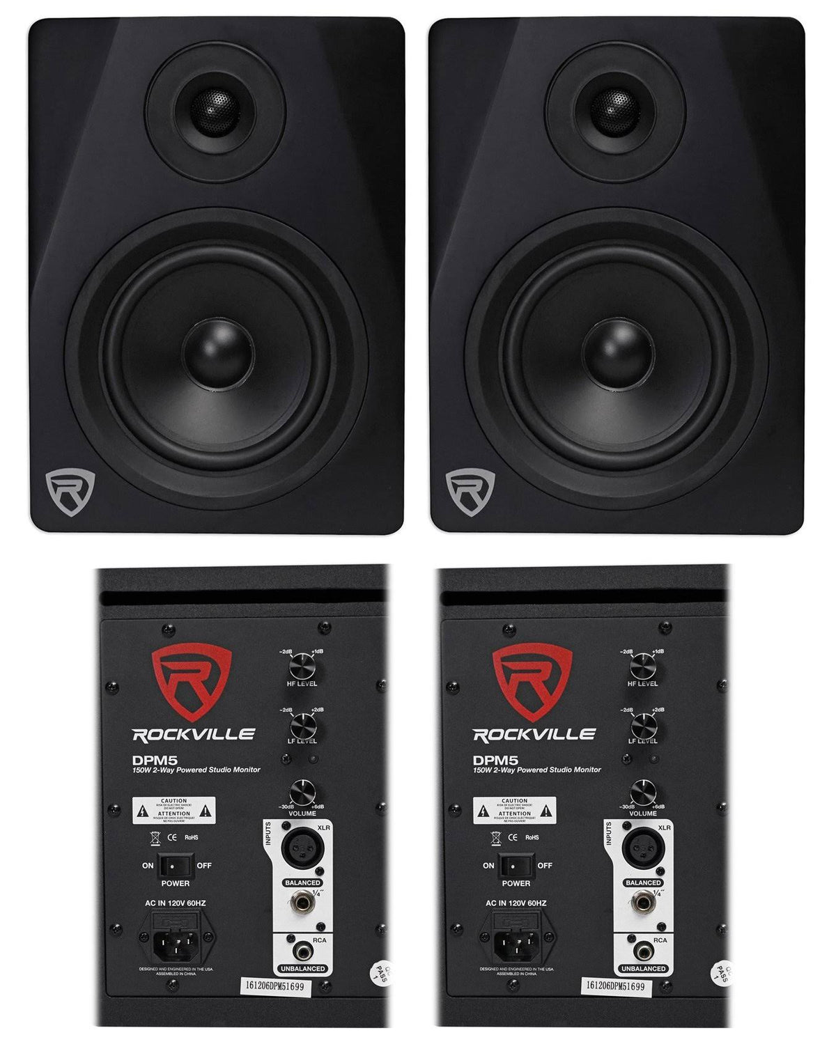5.25" 300 Watt Active Studio Monitor Speakers Y77440