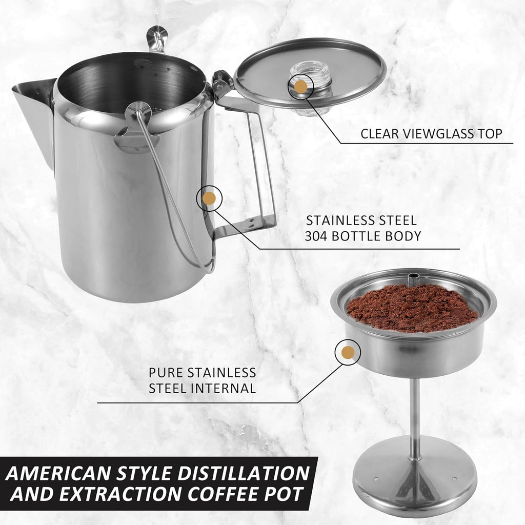 9 Cup Stainless Steel Camping Coffee Pot C67154