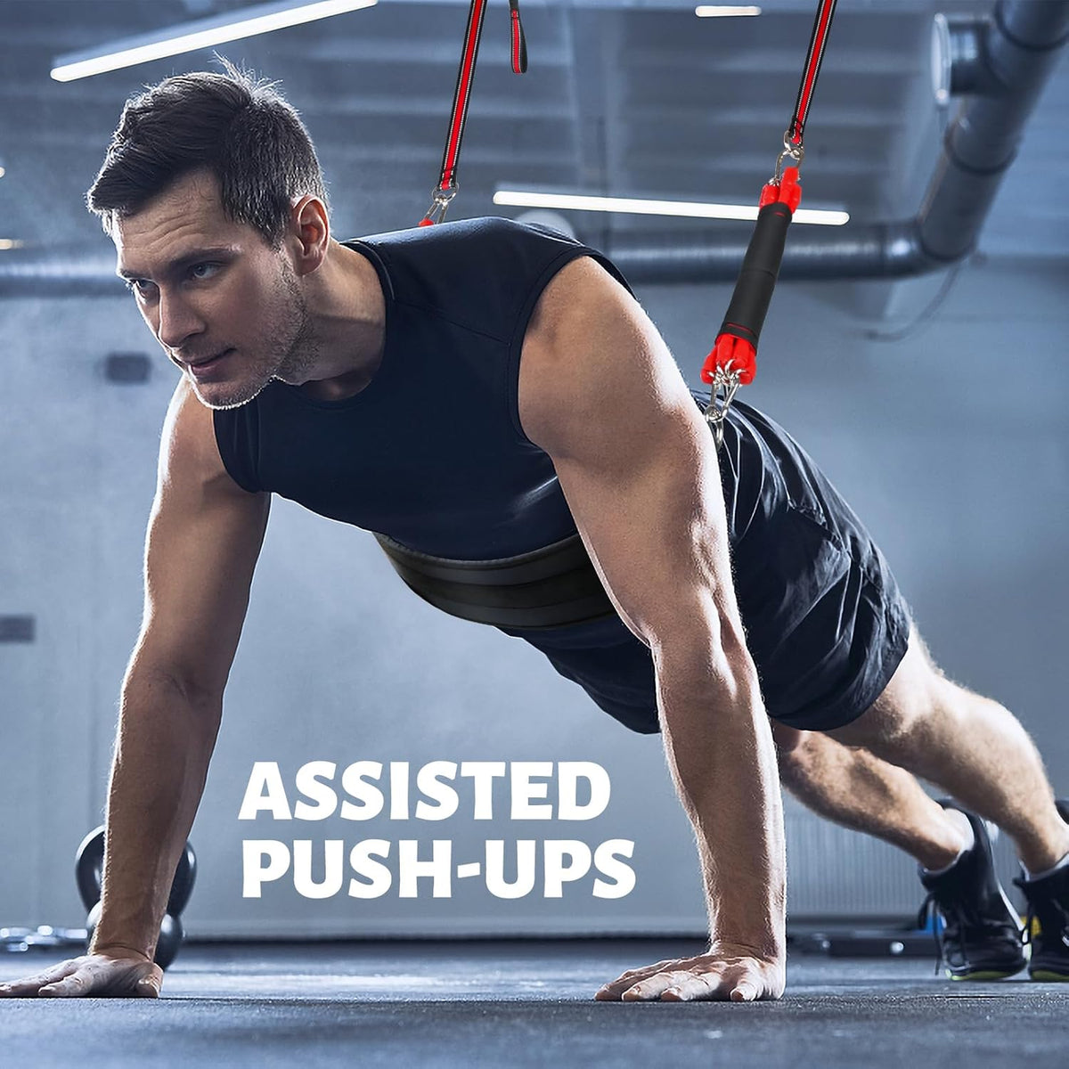 660LBS Heavy Duty Pull-up Assist Band Set with Fabric Rest F393