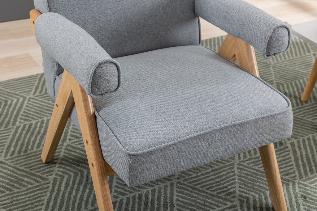 Mid-Century Modern Accent Chair with Solid Wood Armrest K581278