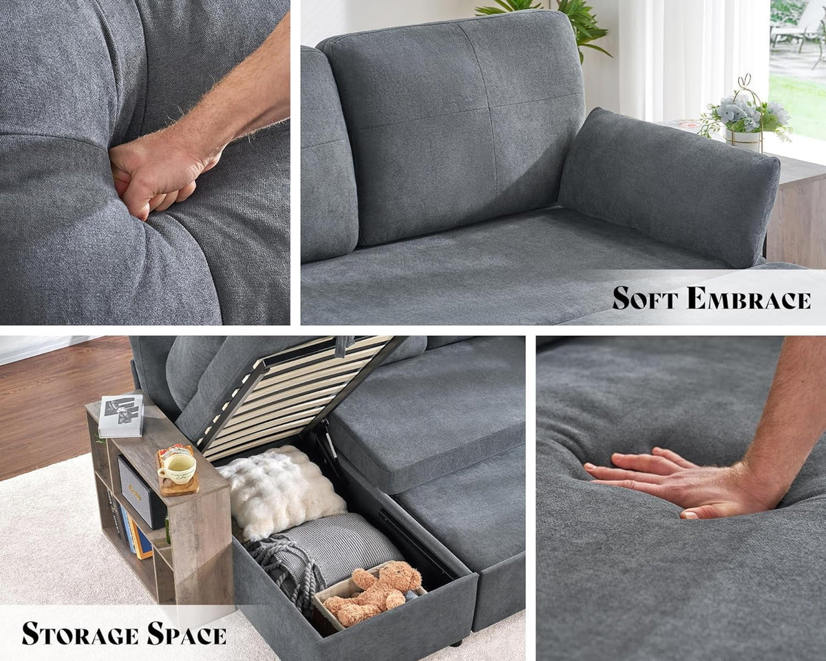 L Shaped Sleeper Sofa with Storage Chaise Q973