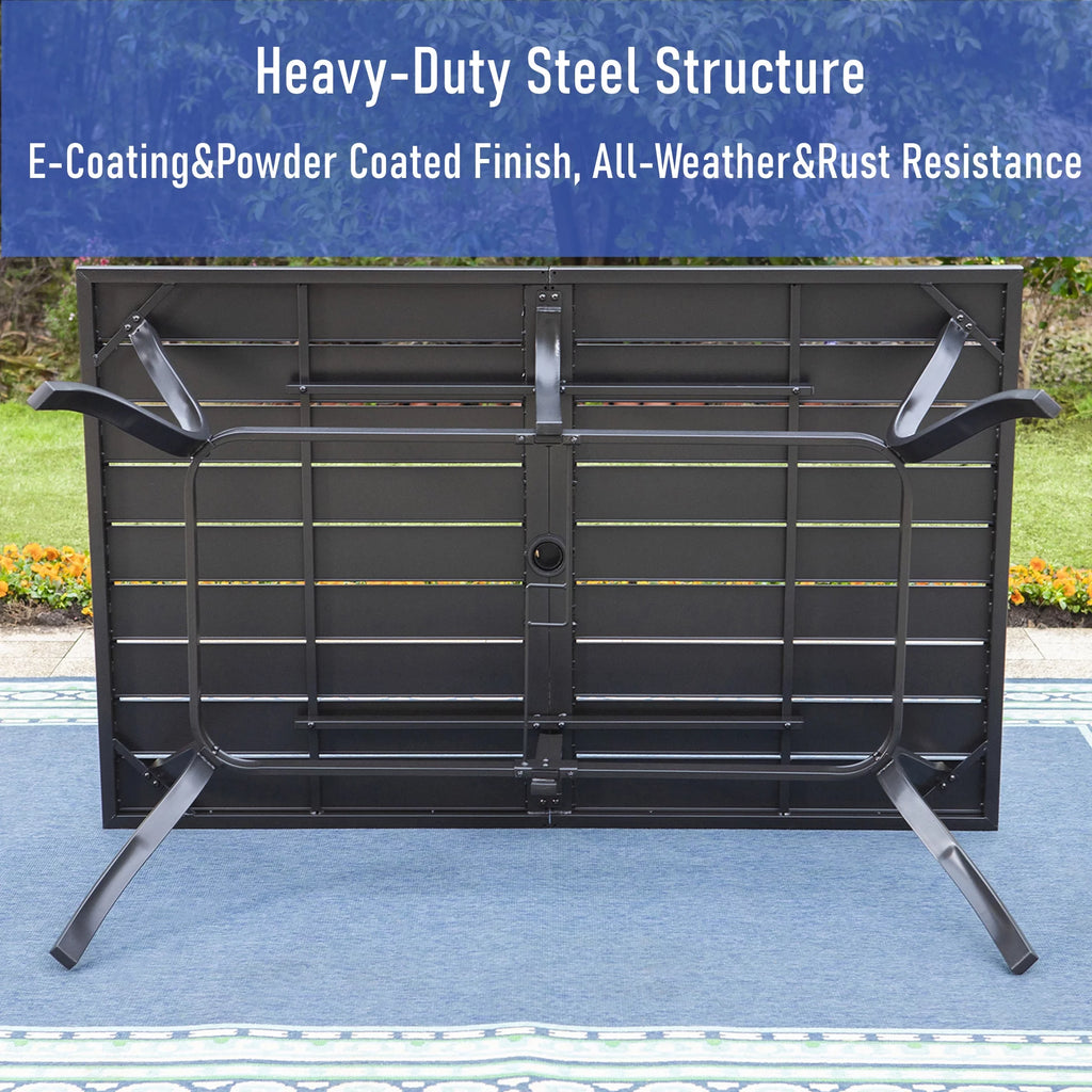 7-Piece Outdoor Dining Set with Swivel Cushioned Chairs & Rectangle Table C46720