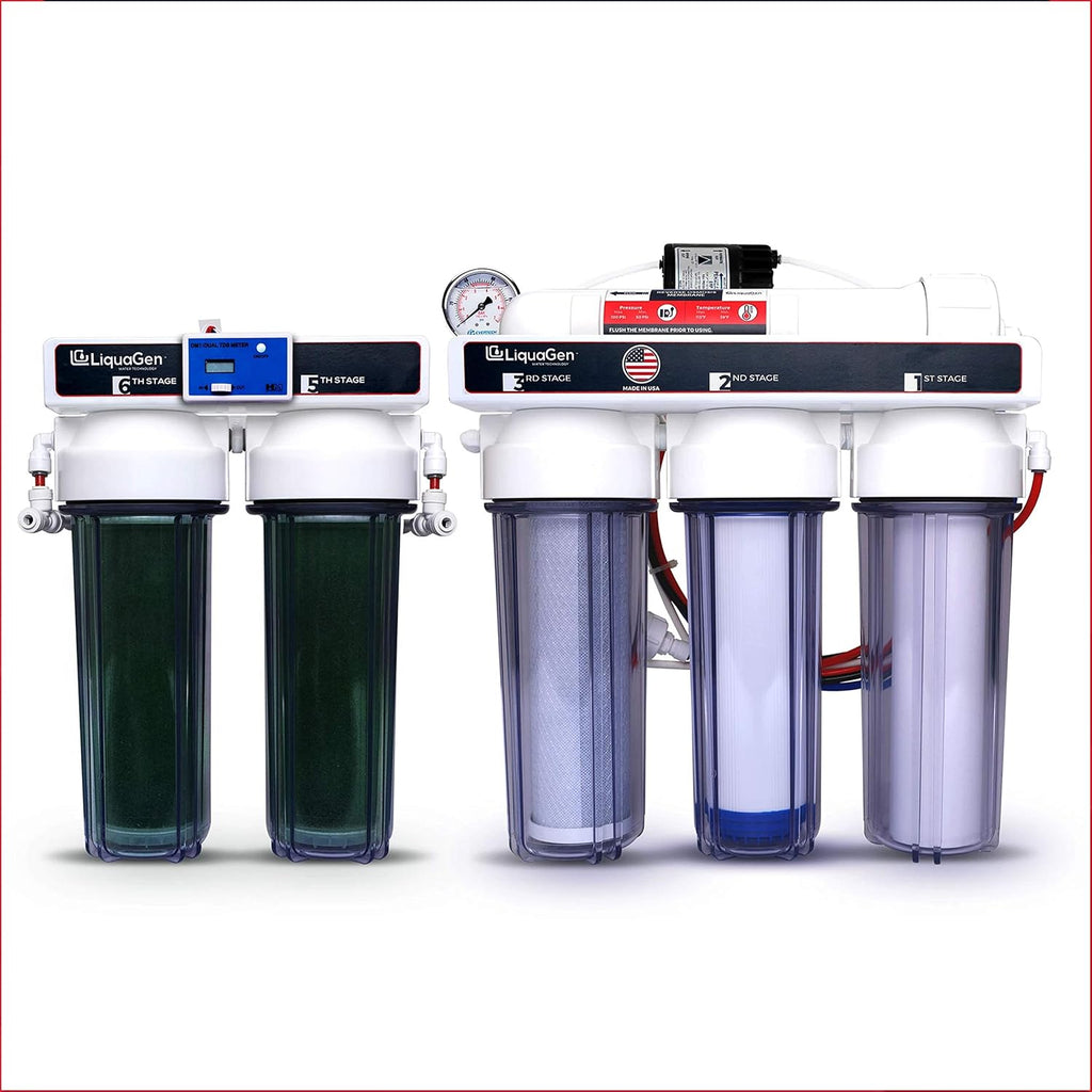 Aquarium Reef Reverse Osmosis Deionization Water Filter System with TDS Meter, Pressure Gauge and Electrical High Flow Booster Pump P770805