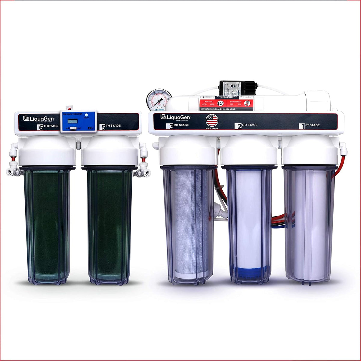 Aquarium Reef Reverse Osmosis Deionization Water Filter System with TDS Meter, Pressure Gauge and Electrical High Flow Booster Pump P770805