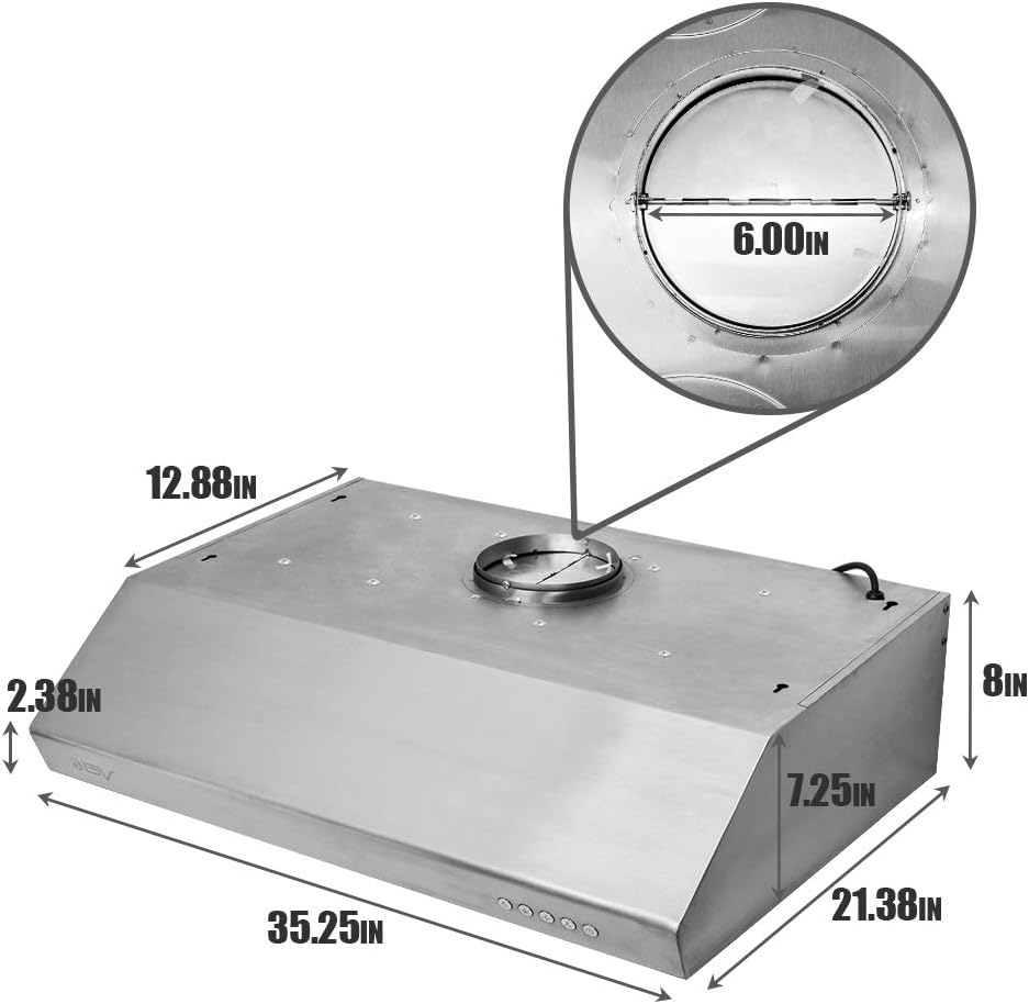 30 Inch 750 CFM Under Cabinet Stainless Steel Range Hood with Baffle Filters and LED Lights E803