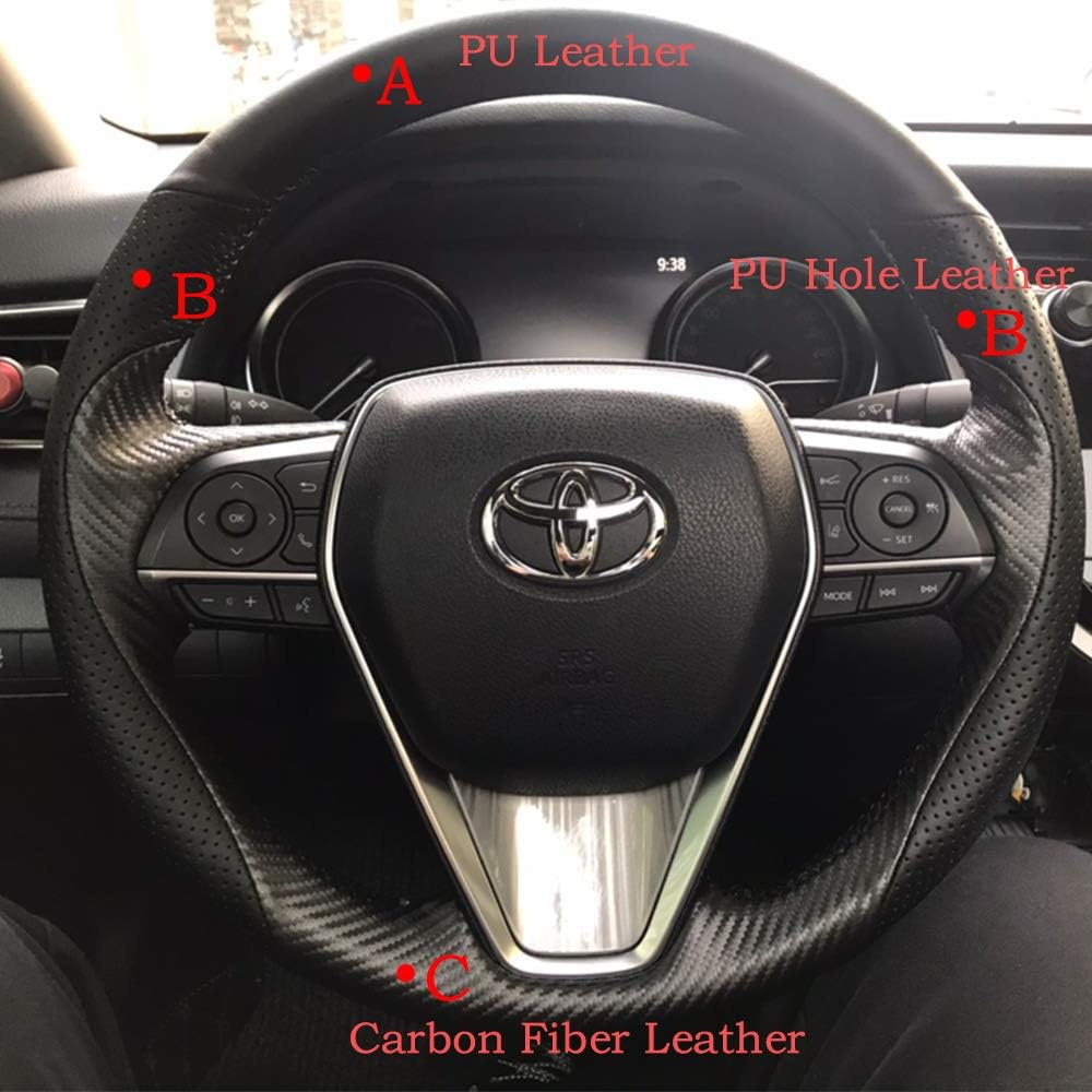 Matte Black Carbon Fiber & Nappa Leather Steering Wheel Cover J964