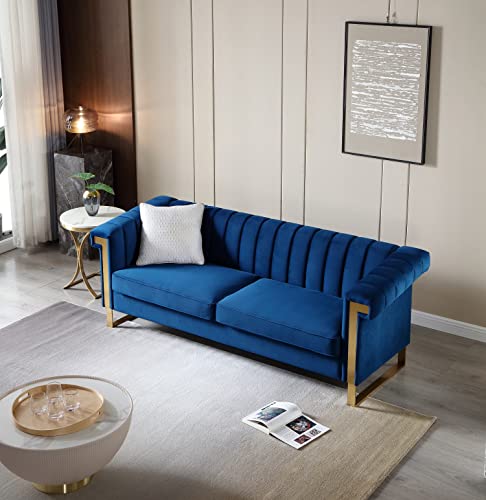 Blue Velvet 3 Seat Couch Sofa V874806