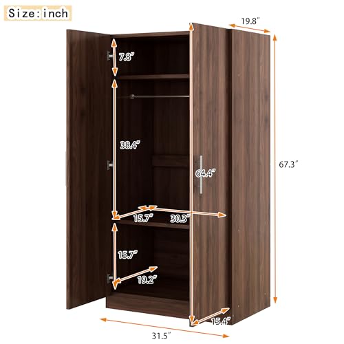 4 Door Wooden Wardrobe Closet with 2 Drawers R51847