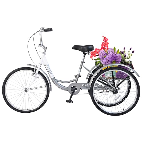 24'' 7 Speed 3 Wheel Tricycle with Shopping Basket V86475