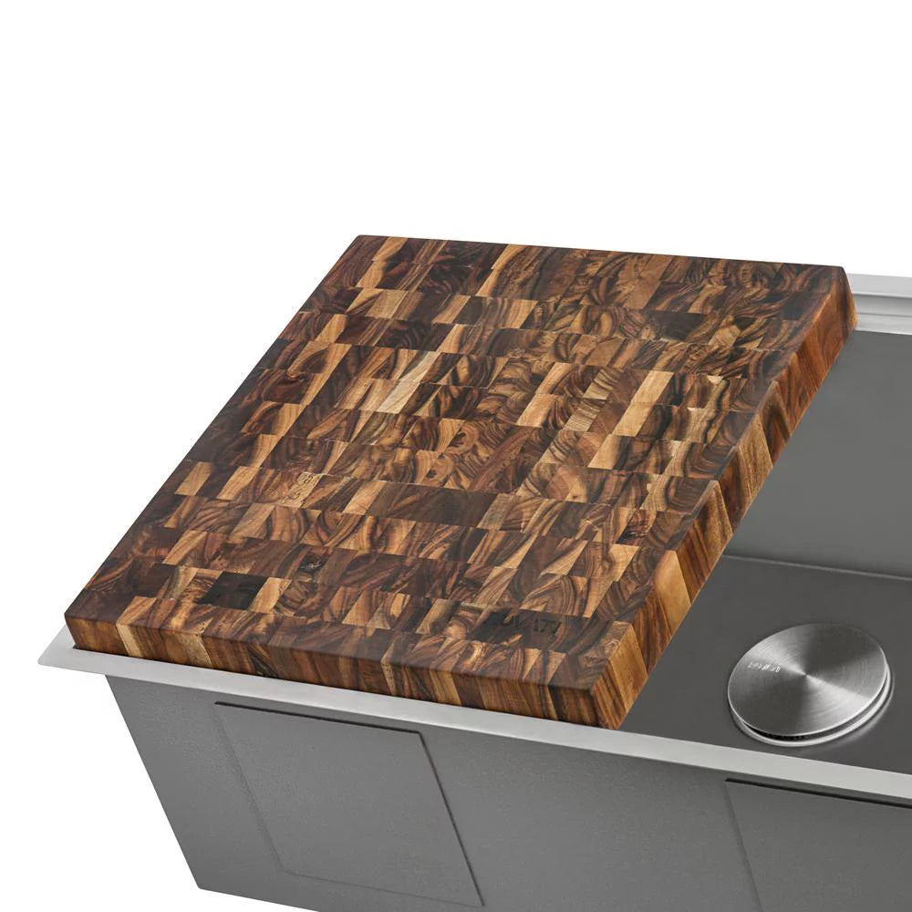 17 x 16 in. Thick End-Grain Acacia Solid Wood Cutting Board H2233