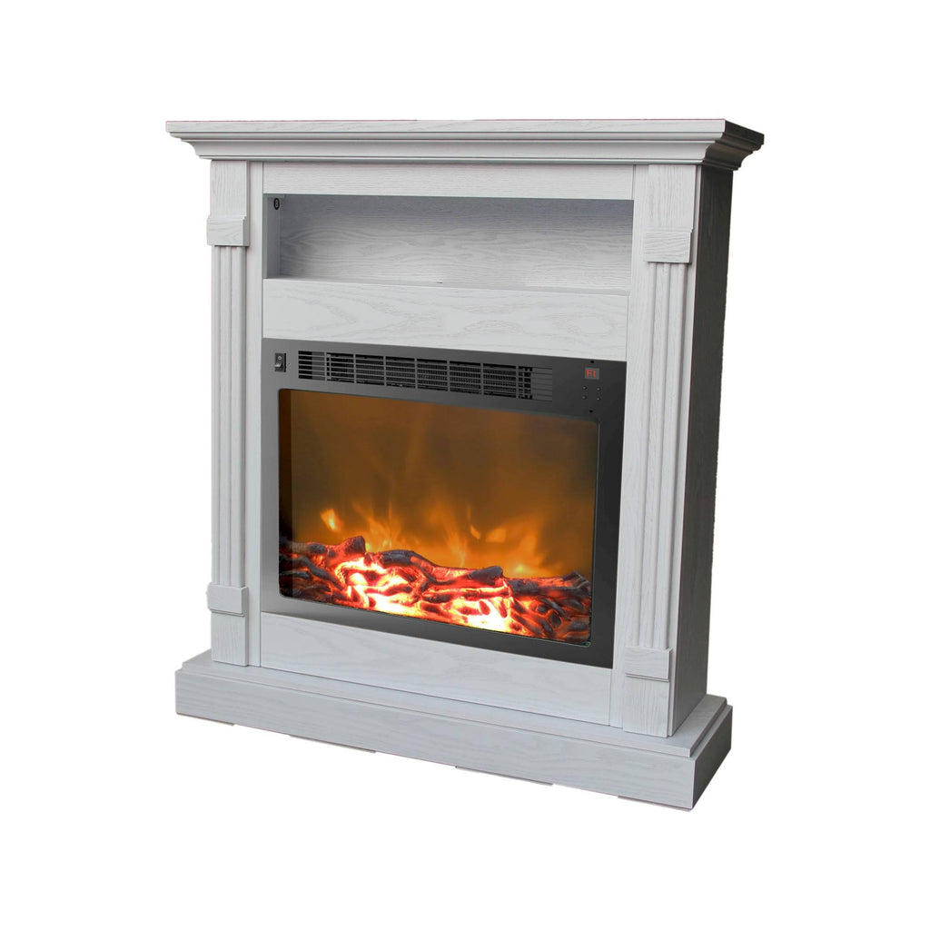 White Fireplace Mantel with Electronic Fireplace Insert Z70405