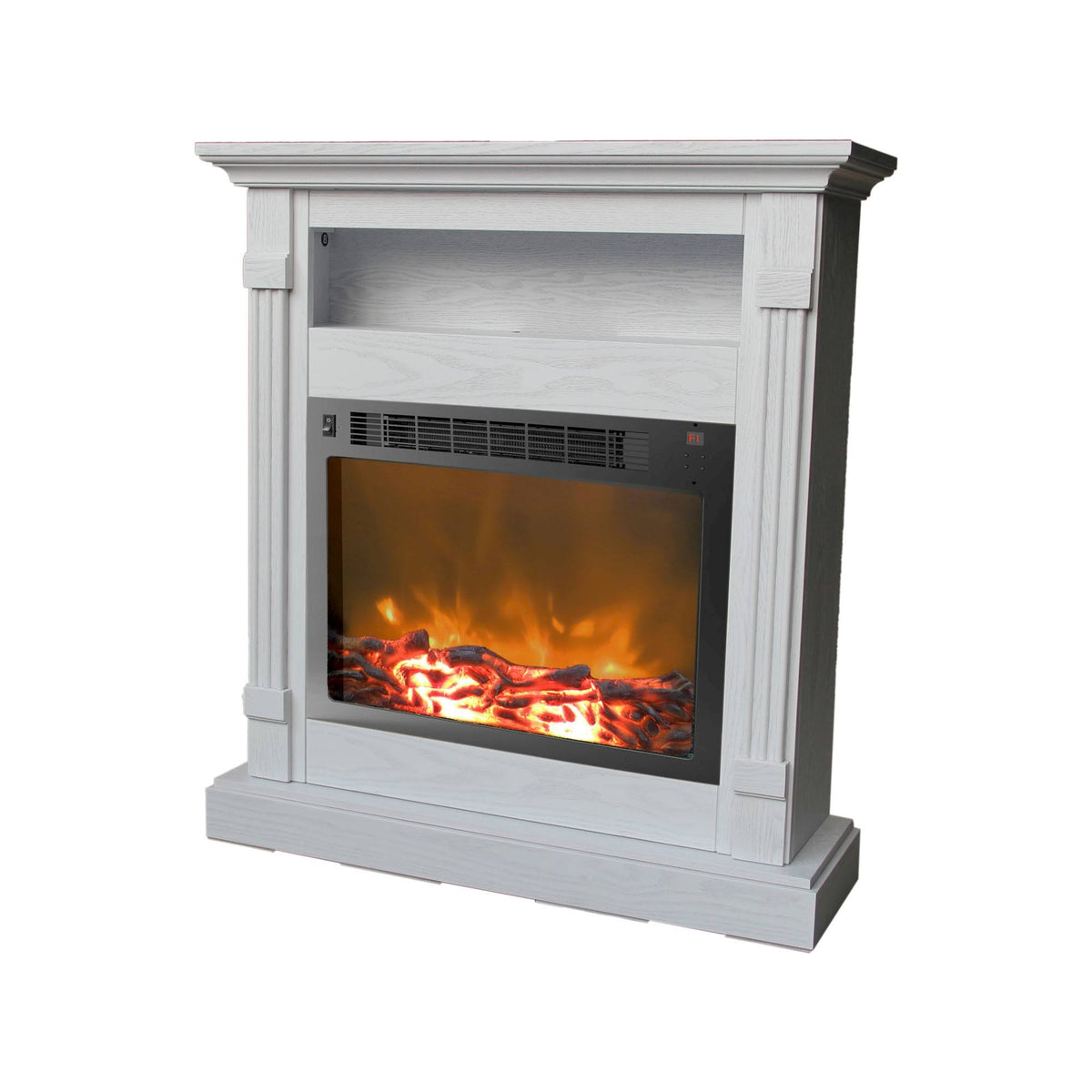 White Fireplace Mantel with Electronic Fireplace Insert Z70405