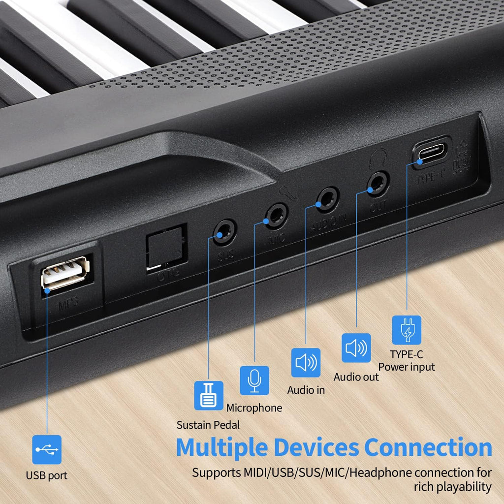 88 Key Semi Weighted Digital Piano with Stand, Sustain Pedal, Headphones, Carrying Case, Power Supply M392464