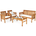 4 Piece Acacia Wood Outdoor Sofa Set with Cushions P72180