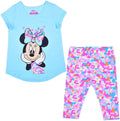Girl's 2-Pack Minnie Mouse Tee Shirt and Capri Leggings Set, Size 6X Aqua V812