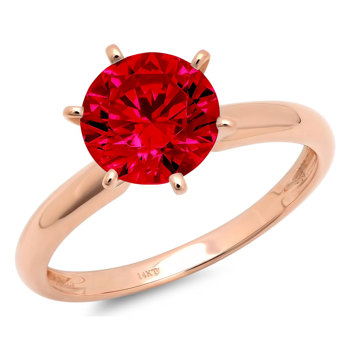 1.0ct Round Cut Red Simulated Ruby 18k Rose Gold Ring Size 10.5 L81022
