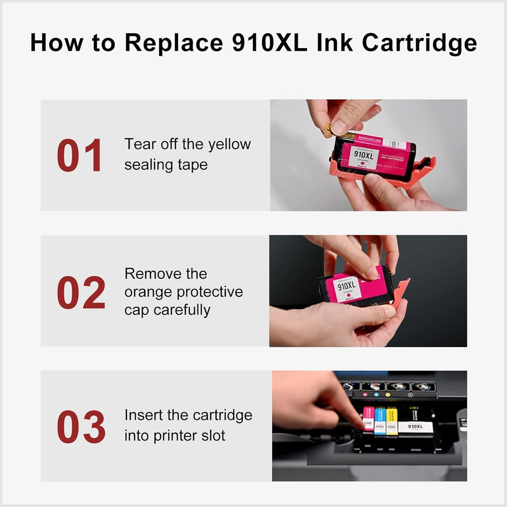 Remanufactured Ink Cartridge 4-Pack for HP 910XL Officejet Pro E6911