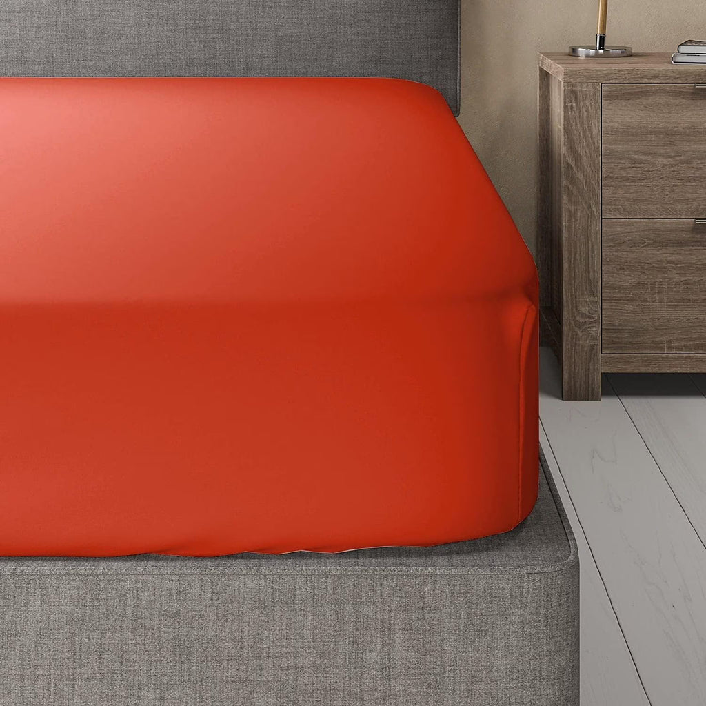Adjustable Fitted Sheet Only (Top Split King, Solid Coral) Deep Pocket Half Split Bottom Sheet I964