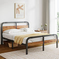 Full Size Metal Bed Frame with Wooden Headboard C265166