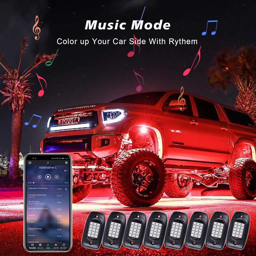 8 Pods Multicolor LED Rock Lights with APP Control J82906