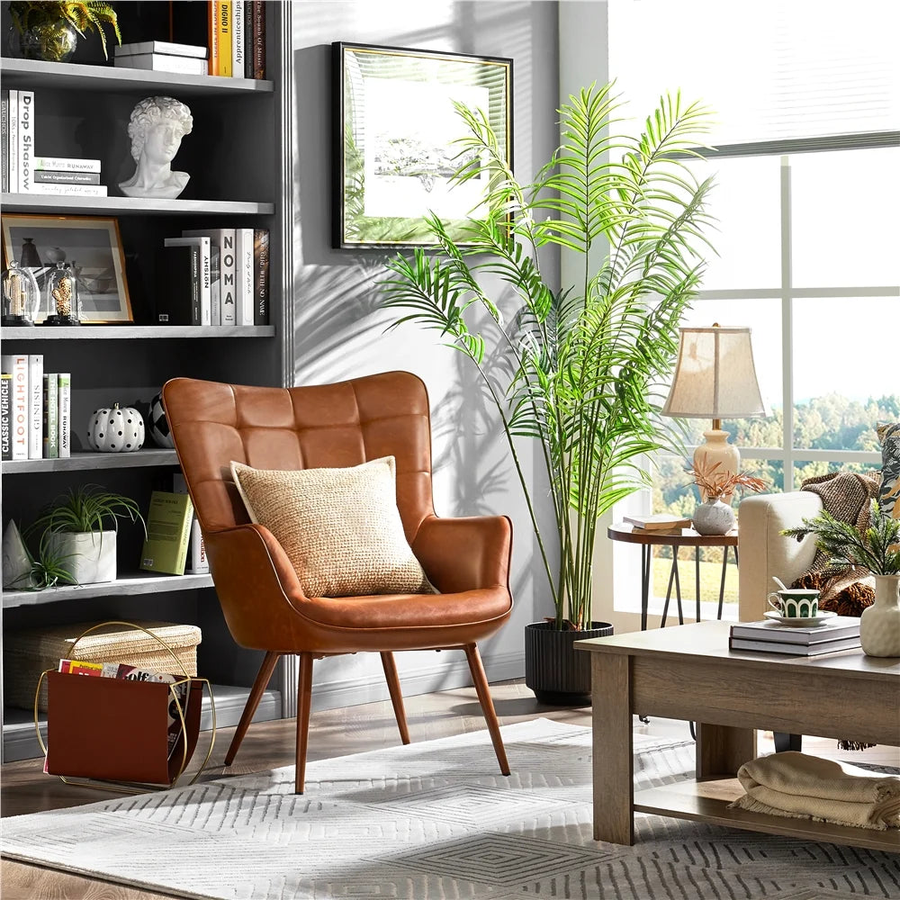 Brown Faux Leather Accent Chair H250