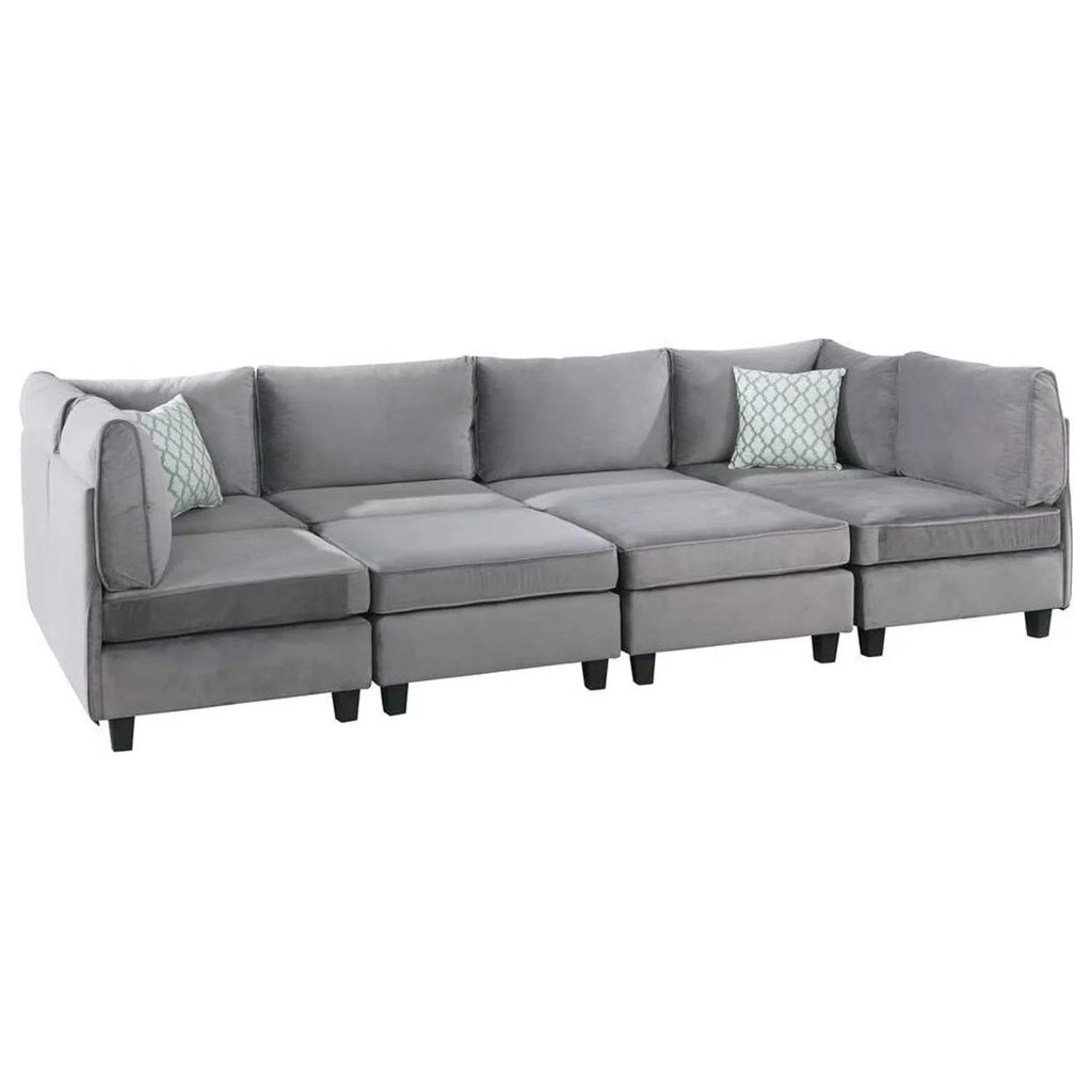 Gray Velvet 8Pc Modular Sectional Sofa R150