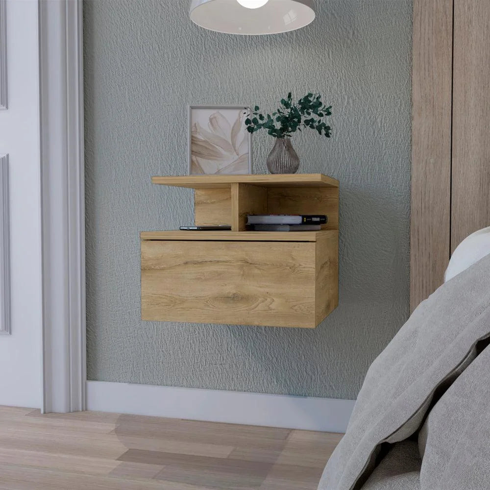 Floating Nightstand with 2-Tier Shelf and 1-Drawer N440216