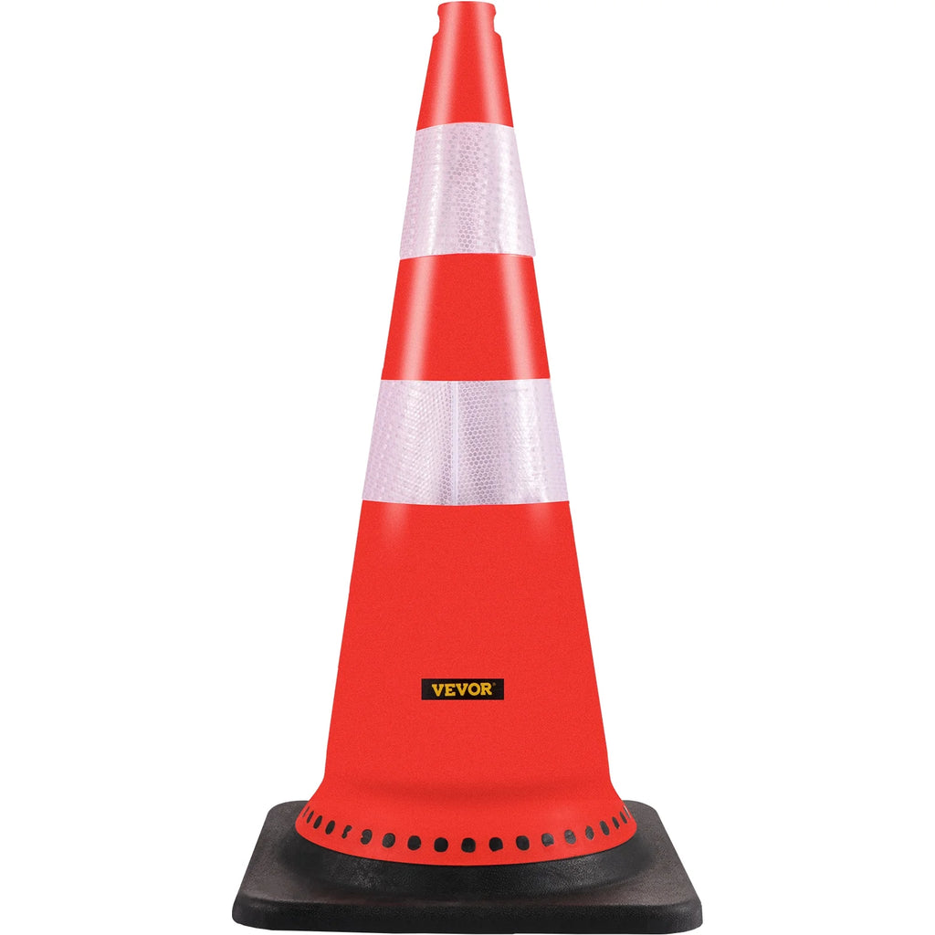 8 x 30" PVC Traffic Cones with Reflective Collars and Black Weighted Base D581742