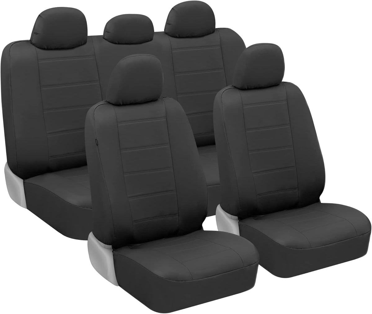 Beige Faux Leather Seat Covers Full Set Pack of 2 J754187