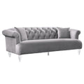Gray Button Tufted Fabric Sofa with Acrylic Feet Y8194