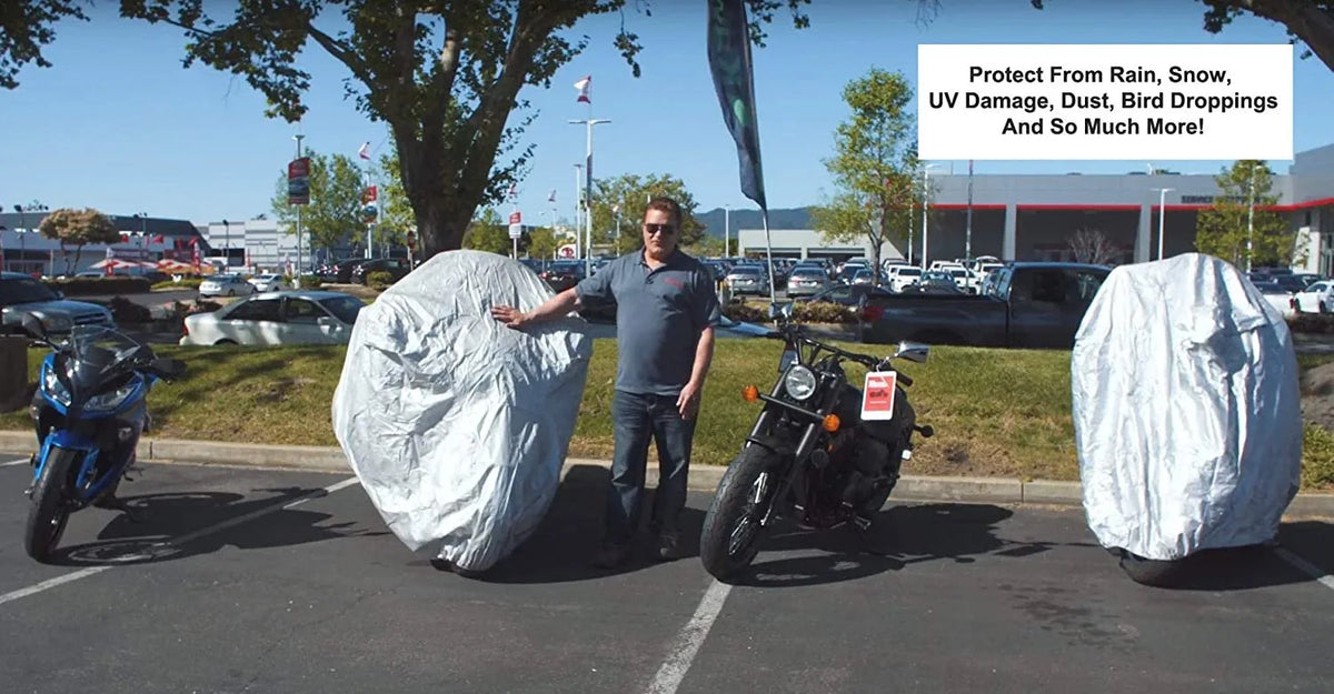 Motorcycle Cover with Reinforced Securing Straps and Storage Bag H968329