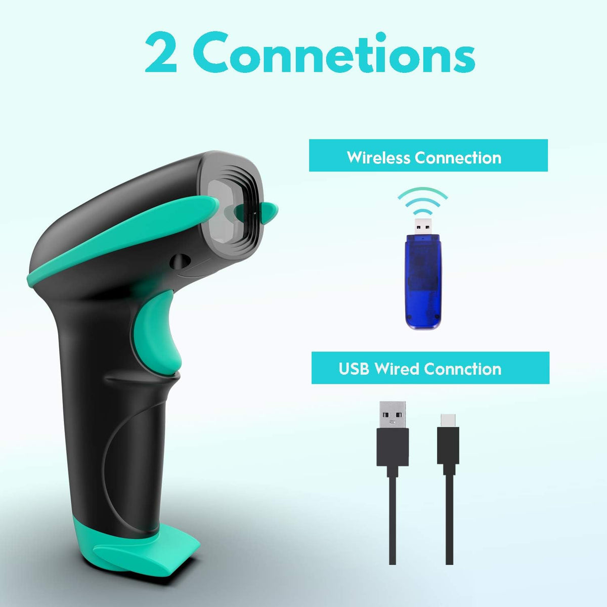 2D Wireless Barcode Scanner with Stand Pack of 2 G93839