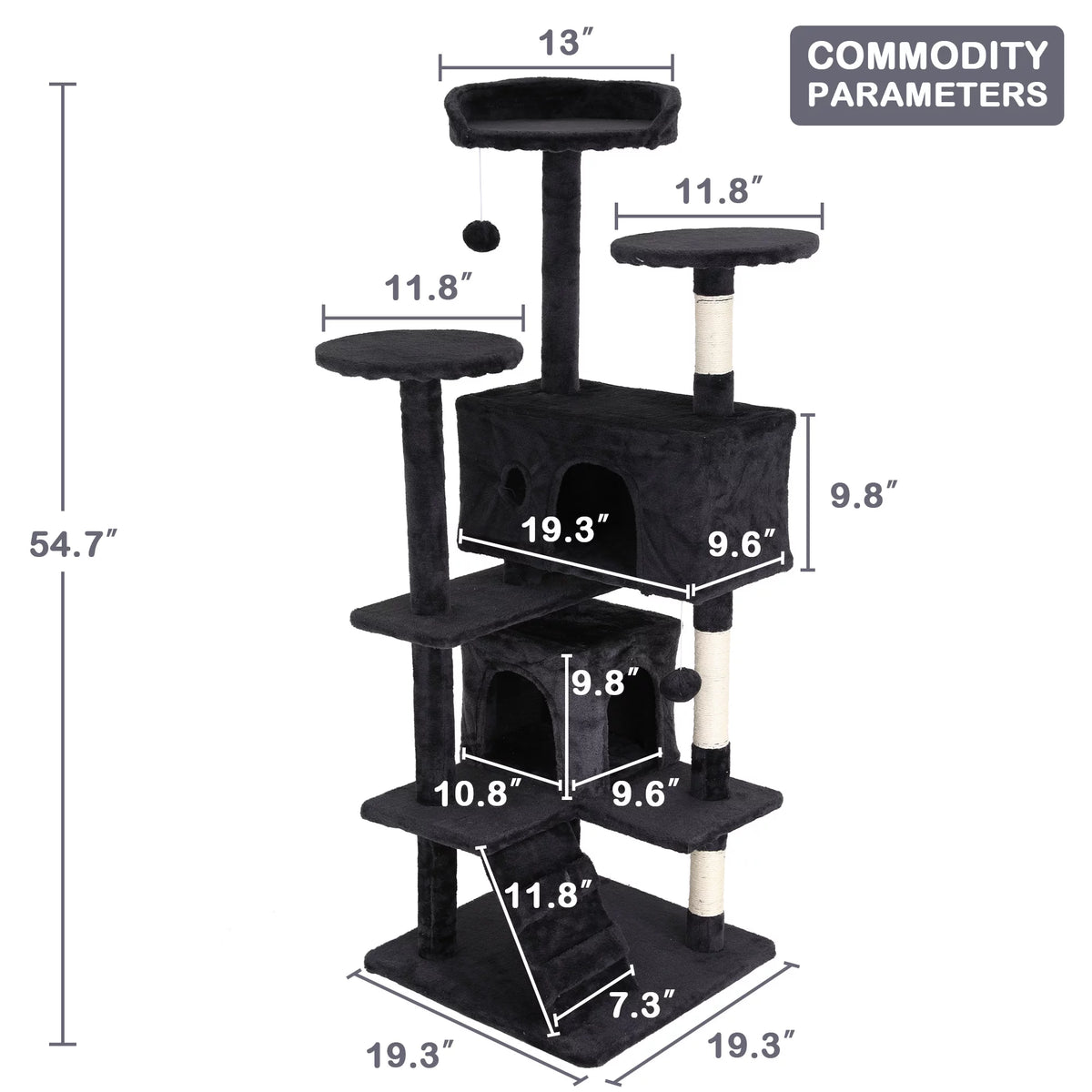 54in Dark Gray Cat Tree Tower S51949