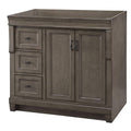 36 in. W Distressed Grey Vanity Cabinet with Left Hand Drawers S523