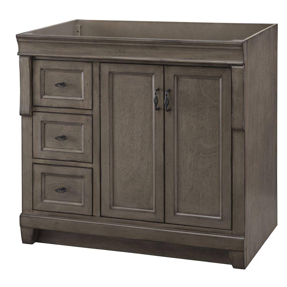 36 in. W Distressed Grey Vanity Cabinet with Left Hand Drawers S523