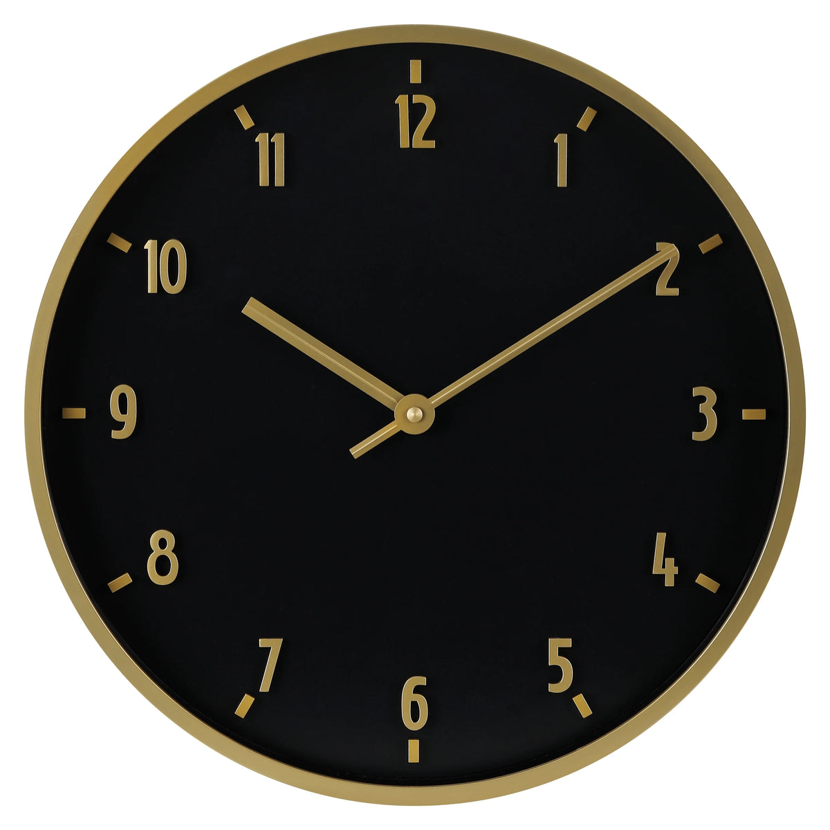 20" Round Indoor Black and Gold Analog Wall Clock with Arabic Numbers H755