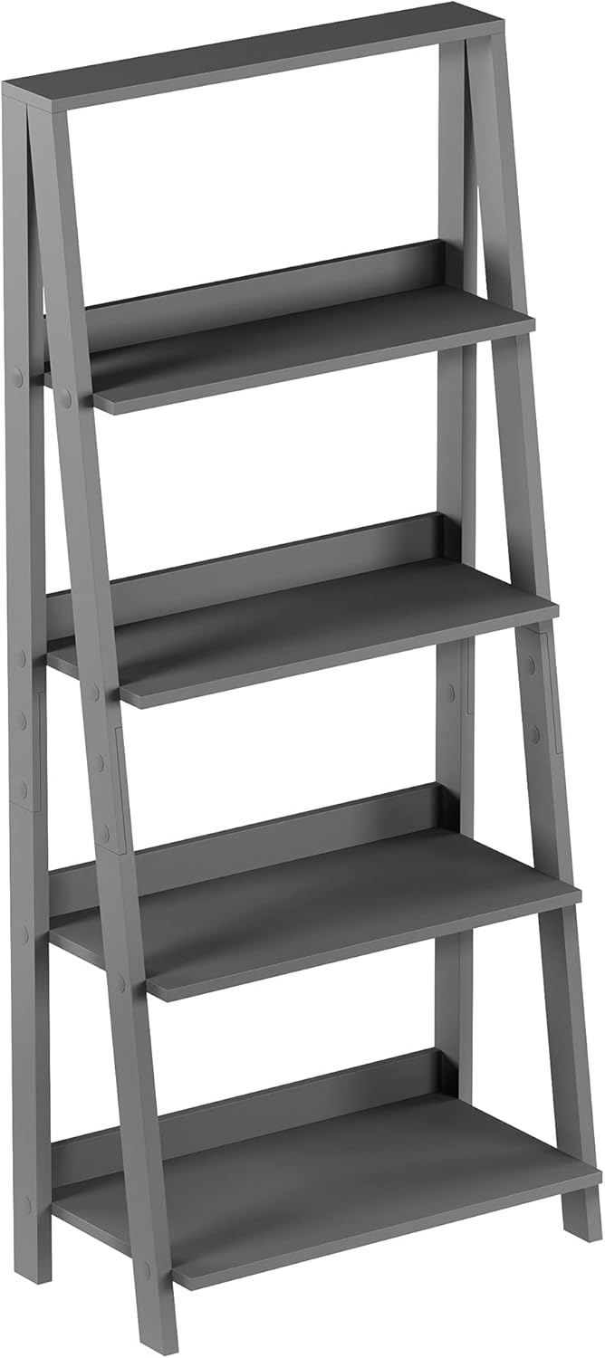 Gray Wooden Ladder Bookshelf R668697