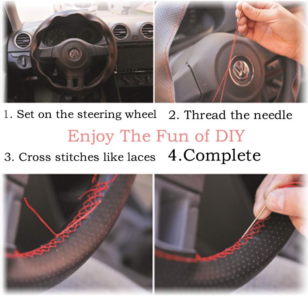 Matte Black Carbon Fiber & Nappa Leather Steering Wheel Cover J964
