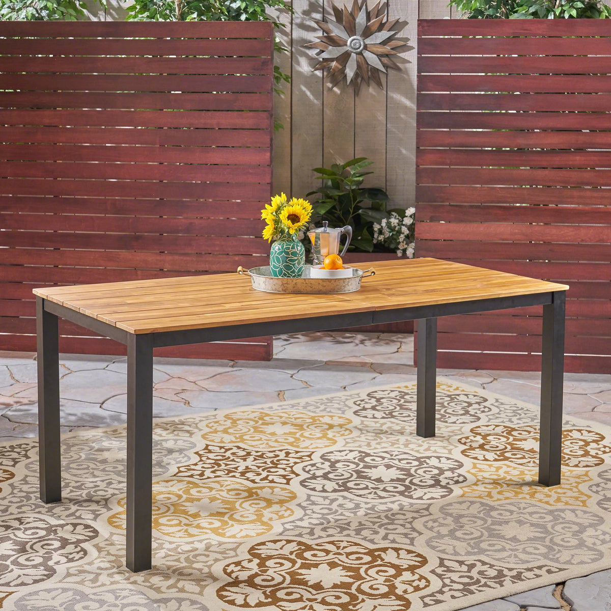 71" Wood Top Patio Dining Table W312253