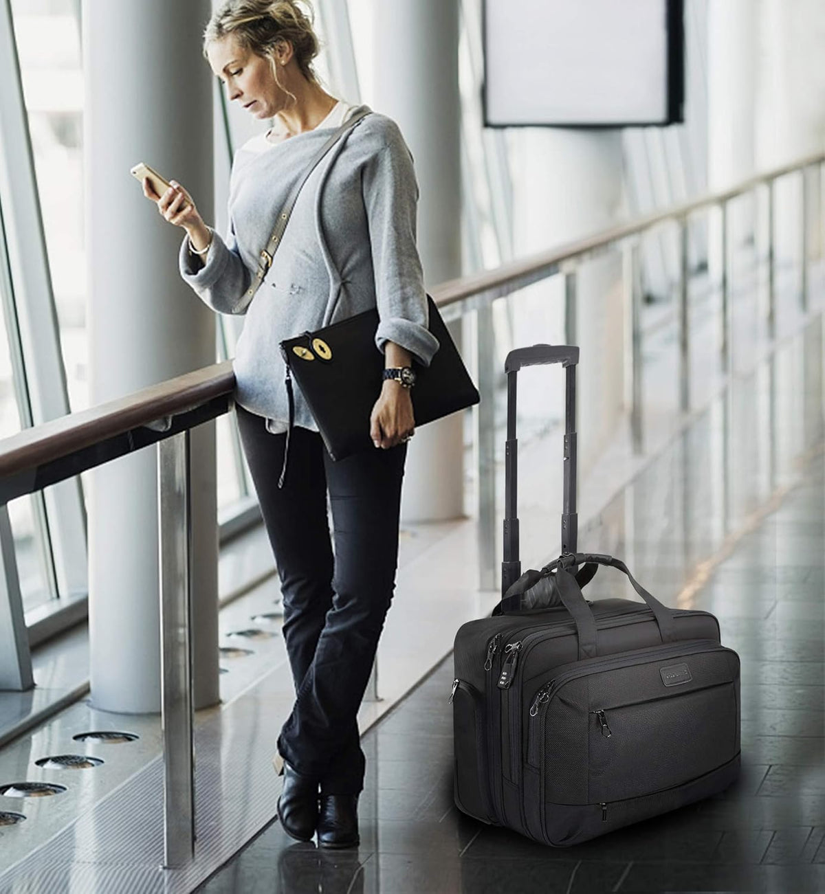 Rolling Laptop Bag Wheeled Briefcase for 17.3 Inch Laptop U79125