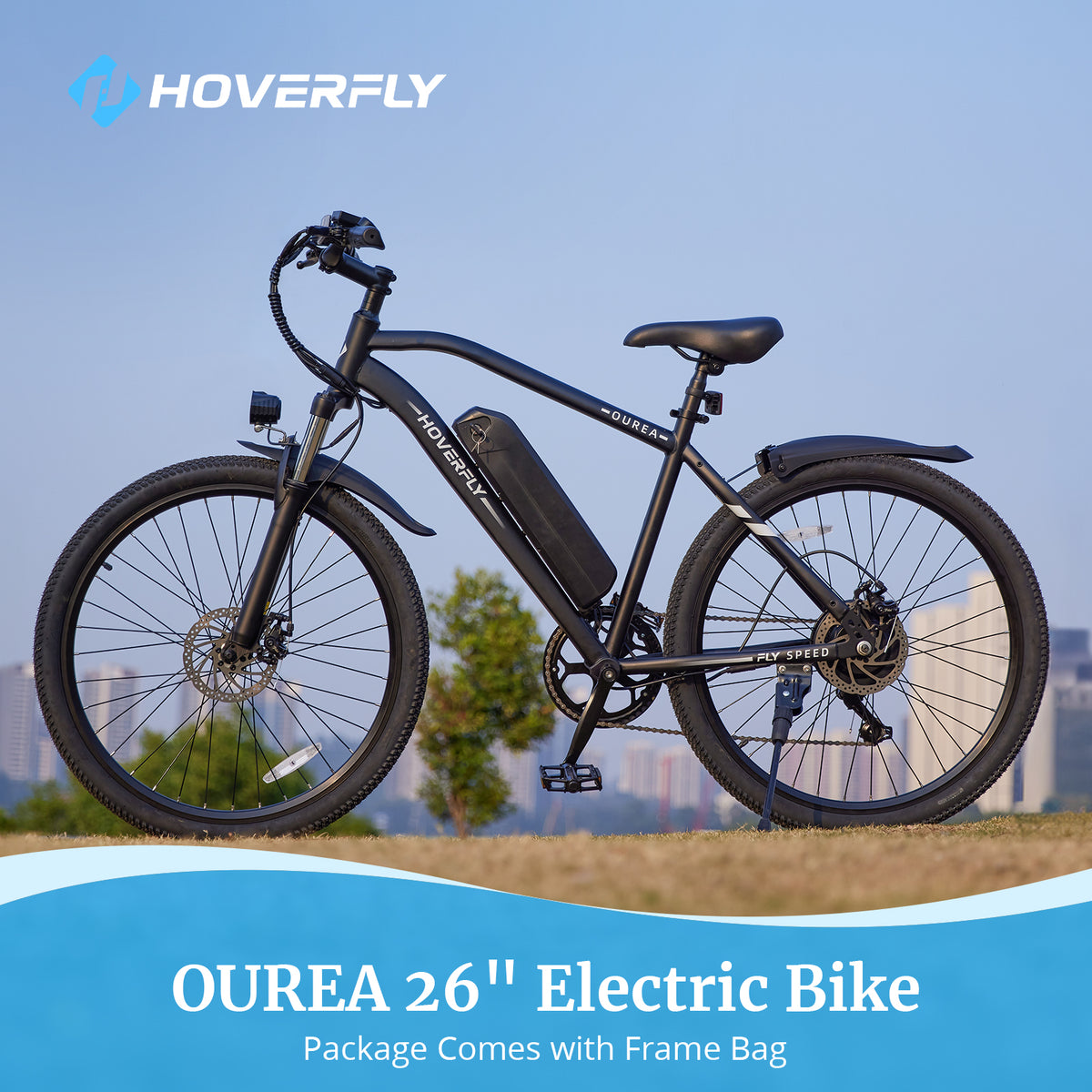 26" Electric Bike with Rechargeable Battery, Black W35959