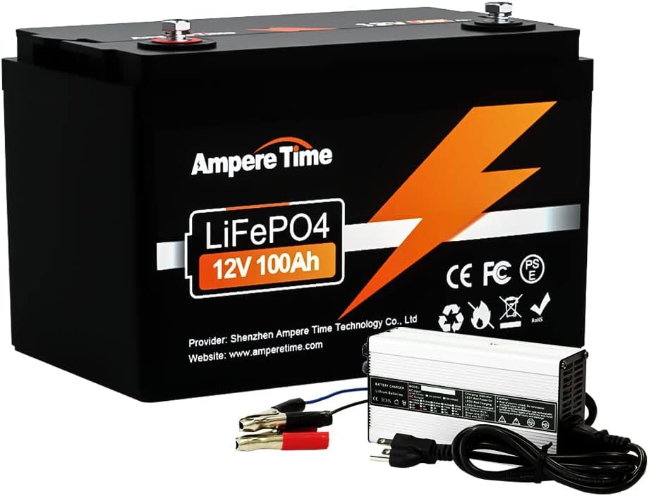 12V 100Ah LiFePO4 Battery with 14.6V 10A Charger, 100A BMS B24583