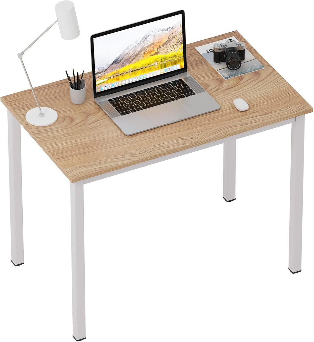Teak Computer Desk with White Leg T2110