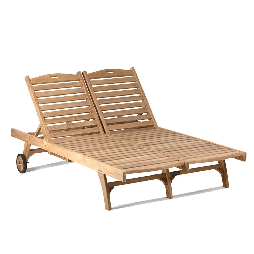 Grade A Teak Double Sun Lounger F383