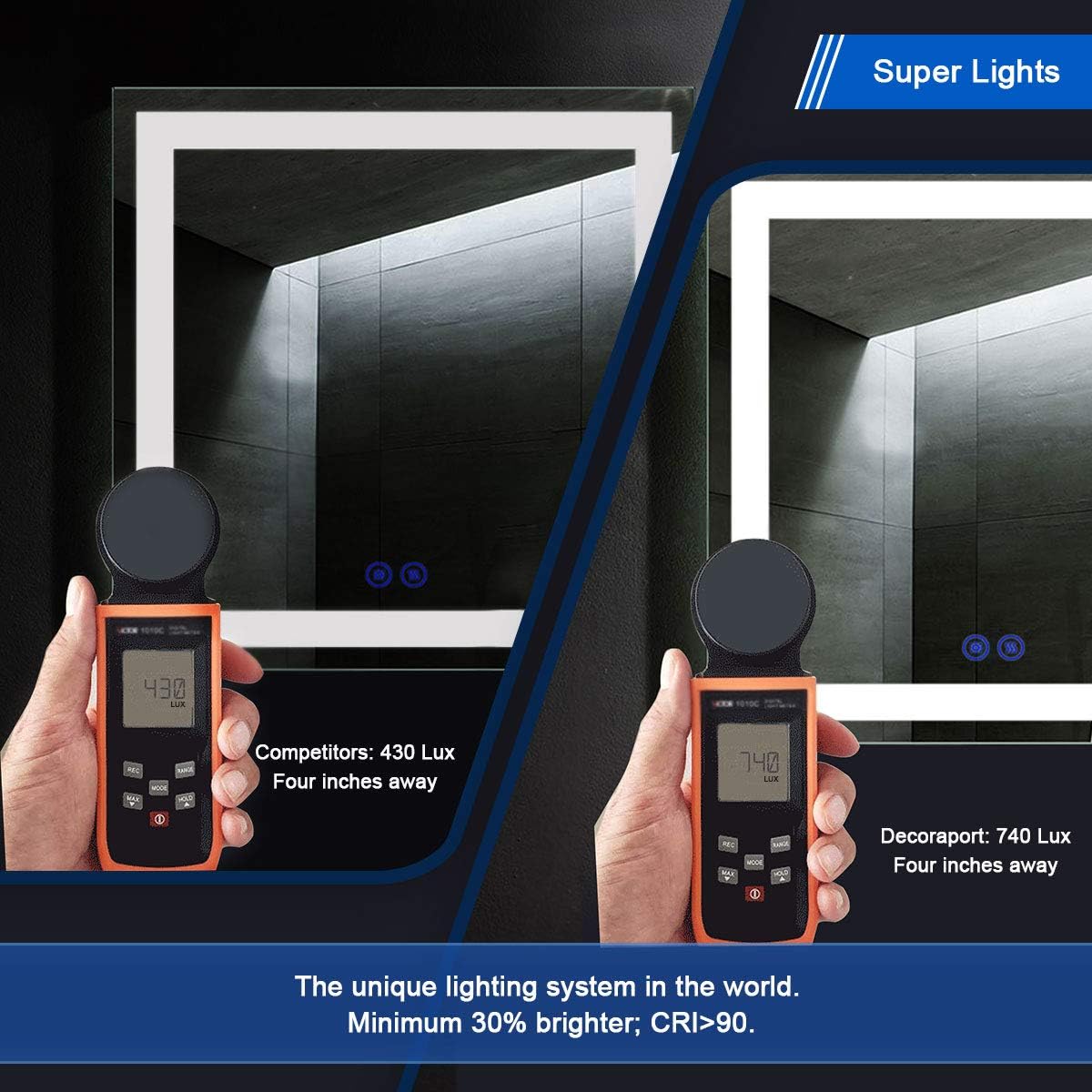 Dimmable LED Bathroom Mirror with Anti-Fog and Bluetooth Function T140309