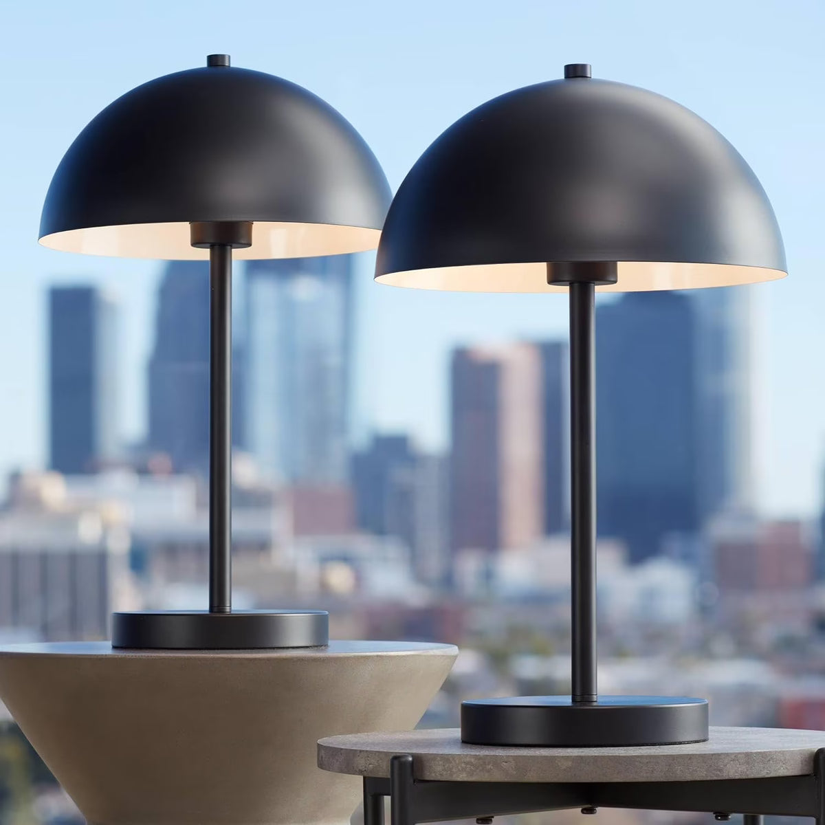 Black Metal Dome Shade Table Lamps Set of 2 R10558