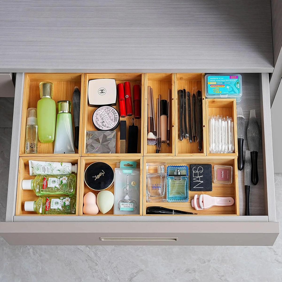Set of 9 Bamboo Wood Drawer Organizer D175